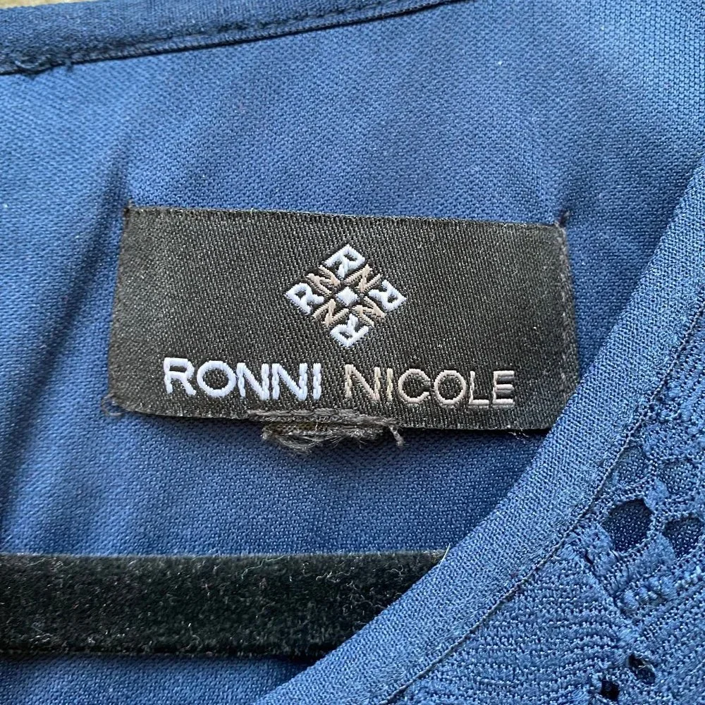 RONNIE NICOLE Blue Lined Short Sleeve Dress XL - Picture 3 of 9